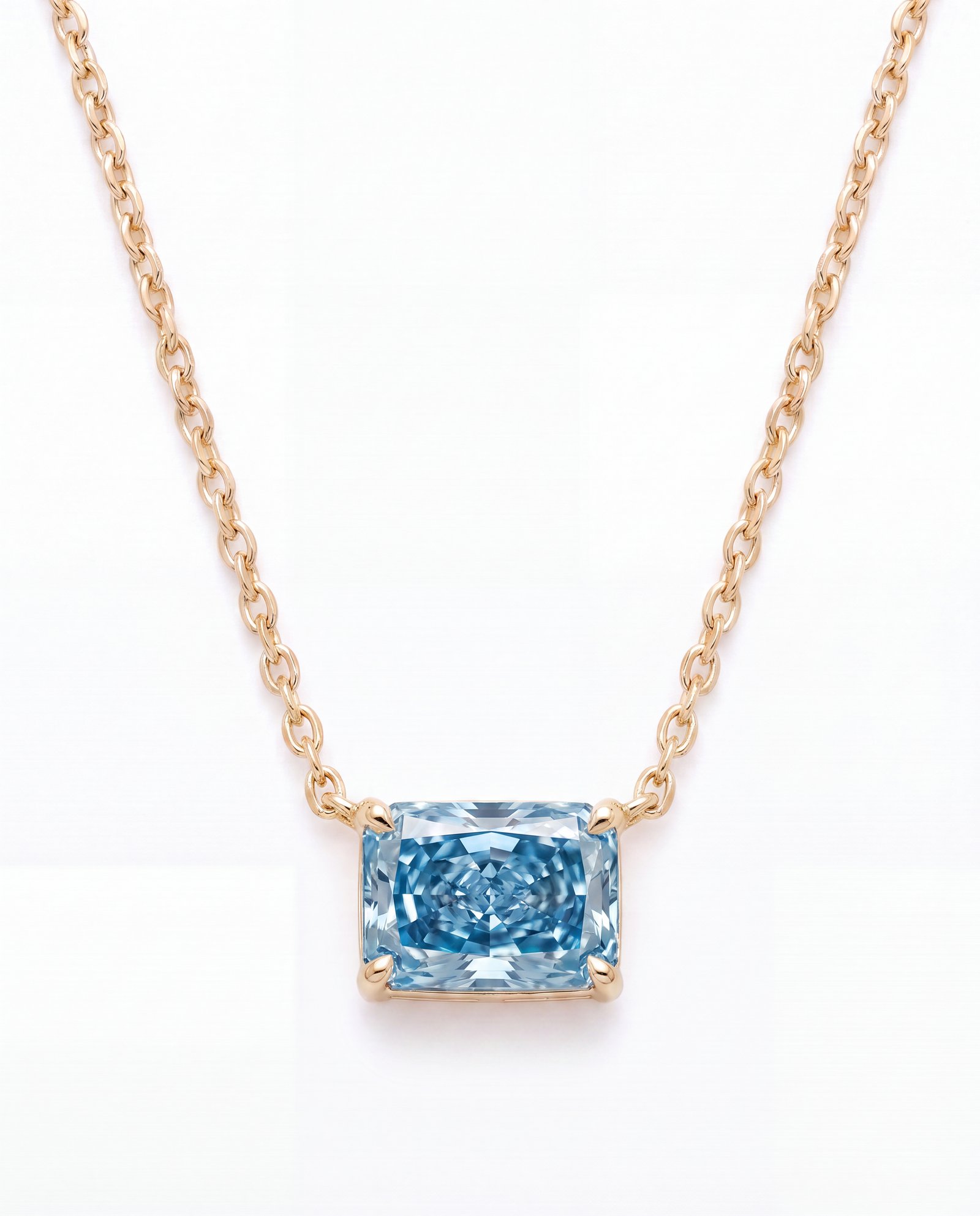 Farbstein Collier mit blauem Diamant in Gelbgold